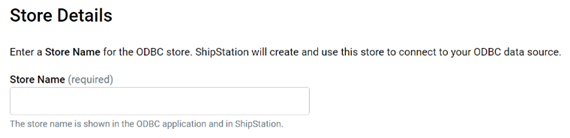 A store name has been entered into the Store Name: field.