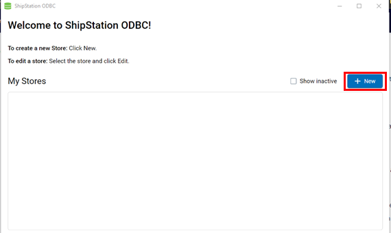 Cliquez sur le bouton Nouveau pour connecter une nouvelle boutique ODBC.