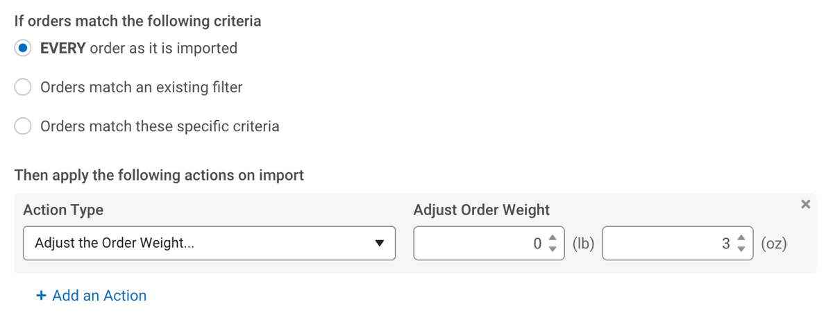 Reglas de automatización. Ejemplo para agregar peso en Imperial