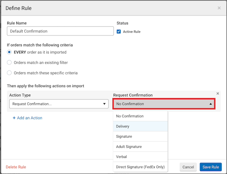 The request confirmation dropdown is marked.