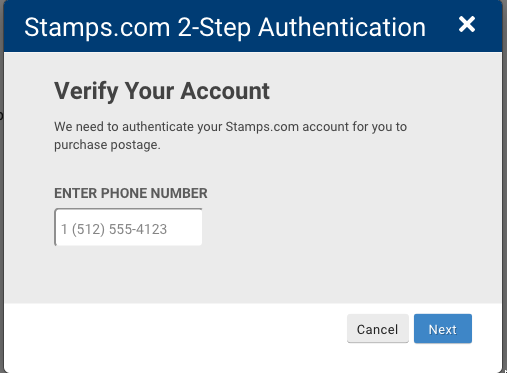 2-step verification Popup 1: Verify with phone #
