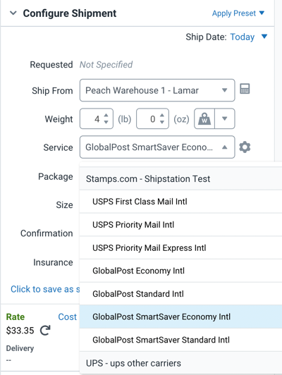 Services menu showing GlobalPost SmartSaver services.