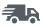 Symbol: Sendung unterwegs. Schwarze LKW-Silhouette, nach rechts gerichtet, mit Geschwindigkeitslinien.