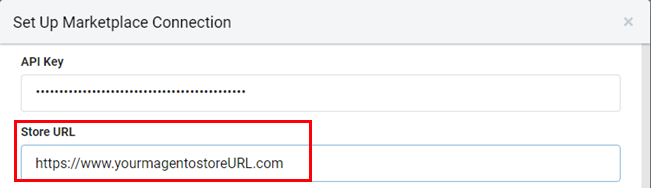 Geben Sie die URL des Magento-Basislinks in das Feld „Shop-URL“ in ShipStation ein.
