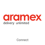 Logo d'Aramex. Le bouton indique Connexion