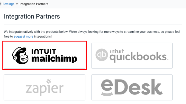 MailChimp logo highlighted.