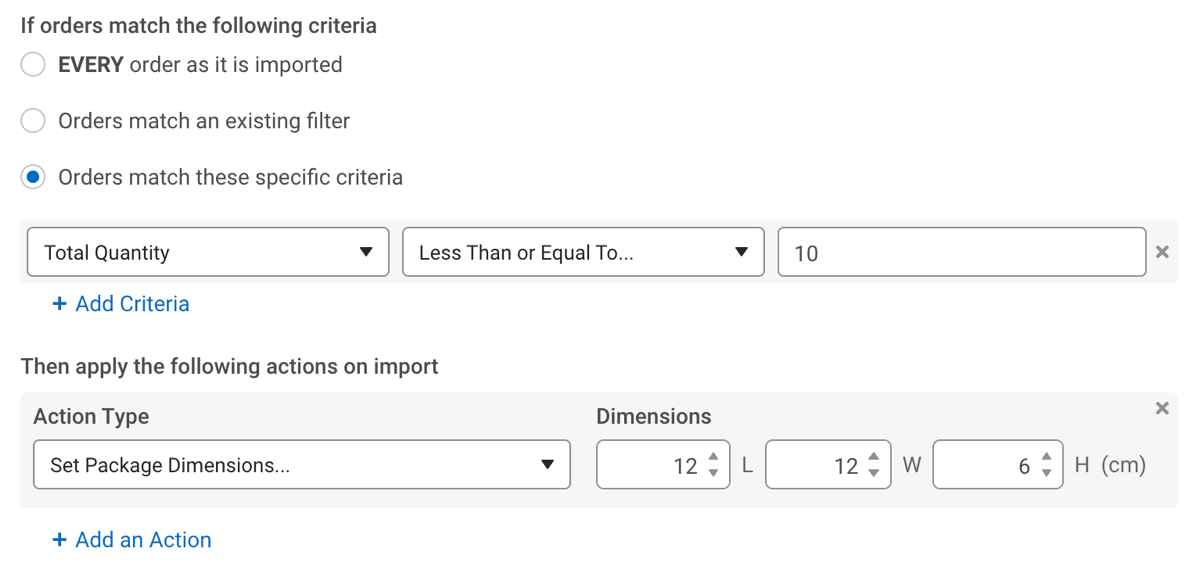 Automation Rules. Example for setting dimensions in Imperial units.