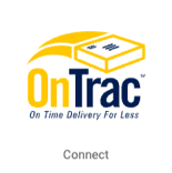 Logotipo de OnTrac en mosaico con un botón que dice: "Conectar".