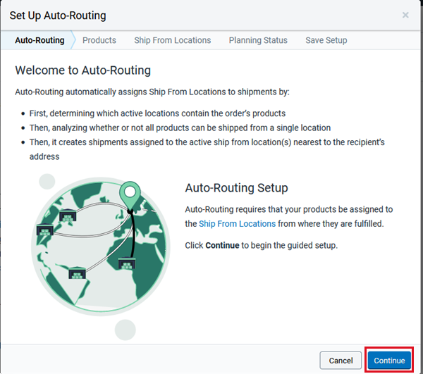 Click the continue button in the Set Up Auto-Routing wizard.