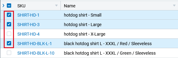 Multiple products are selected by checking the box for each product.
