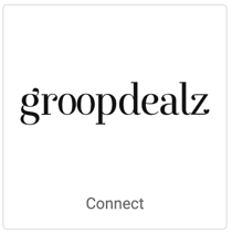 Image : logo de Groopdealz. Bouton indiquant « Connexion »