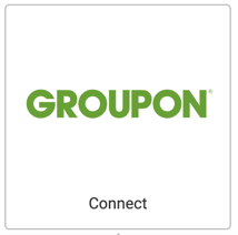 Imagen: Logotipo de Groupon. Botón en el que se lee Conectar