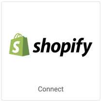 Shopify logo on square tile button that reads, "Connect".