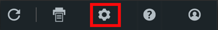 Closeup of ShipStation toolbar with outline marking the Settings icon.