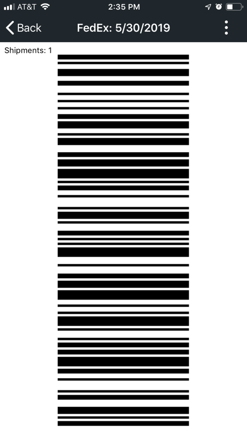 Mobile end of day scannable barcode screen