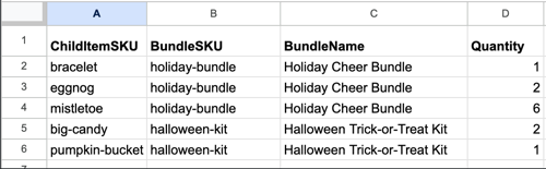 csv columns for product bundles