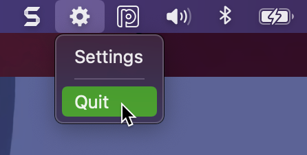 Das Einstellungsmenü von ShipStation Connect wurde über die Mac-Menüleiste geöffnet. Die Option „Beenden“ ist ausgewählt.