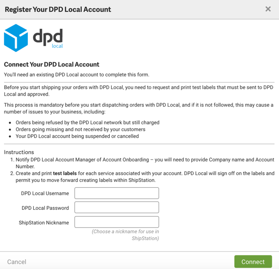 D P D Local registration form