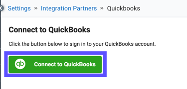 Connect to QuickBooks button highlighted.