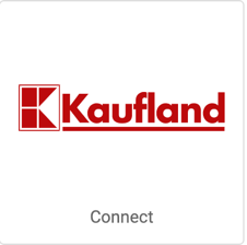 Kaufland-Logo auf der Kachel mit der Aufschrift „Verbinden“.