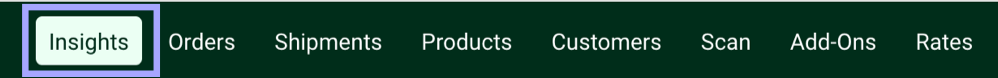 Closeup of Toolbar. Insights tab highlighted.