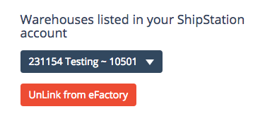 DCL select warehouse and unlink from eFactory button