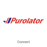 Logo Purolator sur vignette carrée, le bouton indique Connexion