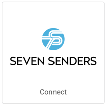 Logo von Seven Senders auf einer Kachel und Schaltfläche mit der Aufschrift „Verbinden“