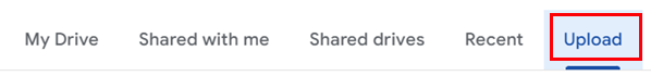 Upload is selected in Sheets.