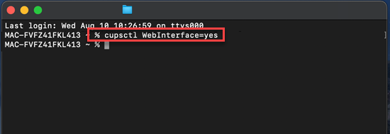 Mac-Terminal mit leerer Eingabeaufforderung geöffnet.