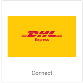 Logotipo de DHL Express en el botón de conexión de ShipStation