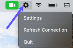 Flèche pointant vers l'icône ShipStation Connect dans la barre de menus MacOS.