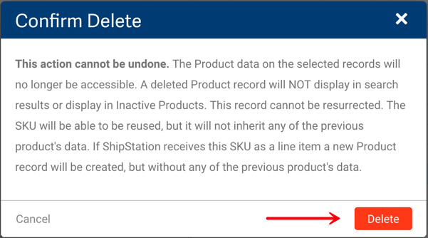 Confirm Delete pop-up menu with arrow pointing to Delete button.