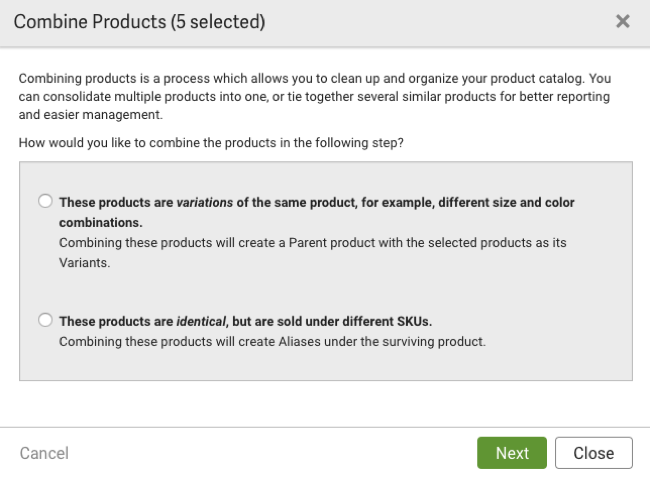 V3 Combine products pop-up
