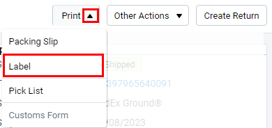 Select print then select label.
