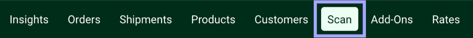 Closeup of Toolbar with Scan tab selected