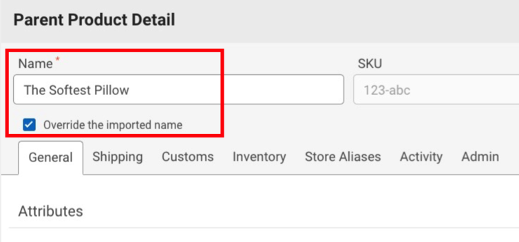 El detalle del producto principal muestra el nombre marcado.