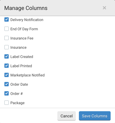 Menú Administrar columnas V3