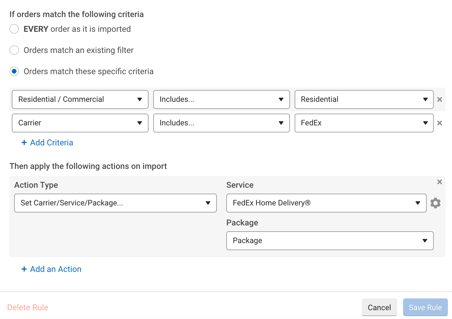 2 Kriterien: 1. Privat/Gewerbe = Privat. 2. Versanddienstleister = FedEx.