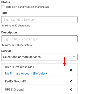 El menú desplegable Servicios se ha ampliado con una flecha que señala los servicios disponibles.