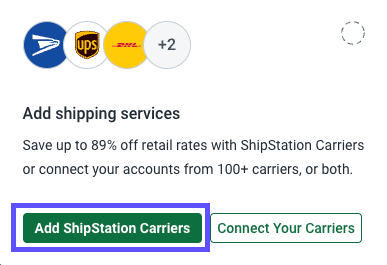 Box highlights the Set up carriers button on the Onboard screen.
