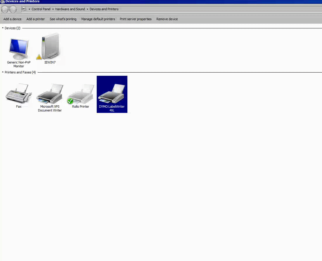 Open Advanced Printing Preferences in Windows 7. Set Paper Size to 4x6 and Print Quality to Barcodes and Graphics.