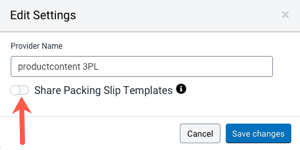 Editar el modal de configuración en la página de proveedores de logística con las plantillas Compartir talón de empaque marcadas como desactivadas