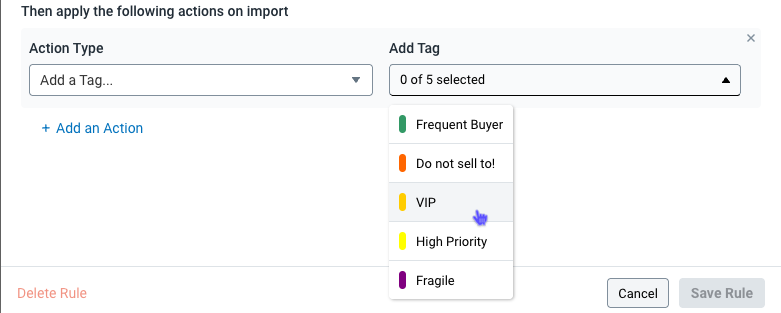 Automation: Add Tag action.