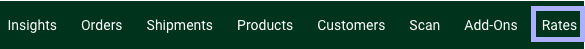 Toolbar with Rates highlighted.
