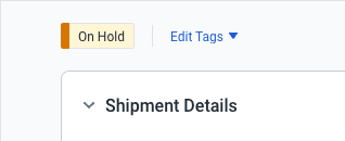 Order Details screen closeup. Shows the Hold Until date at right of the order number.