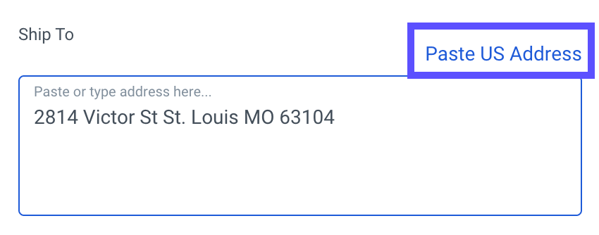 Paste US Address is marked in the new order information.
