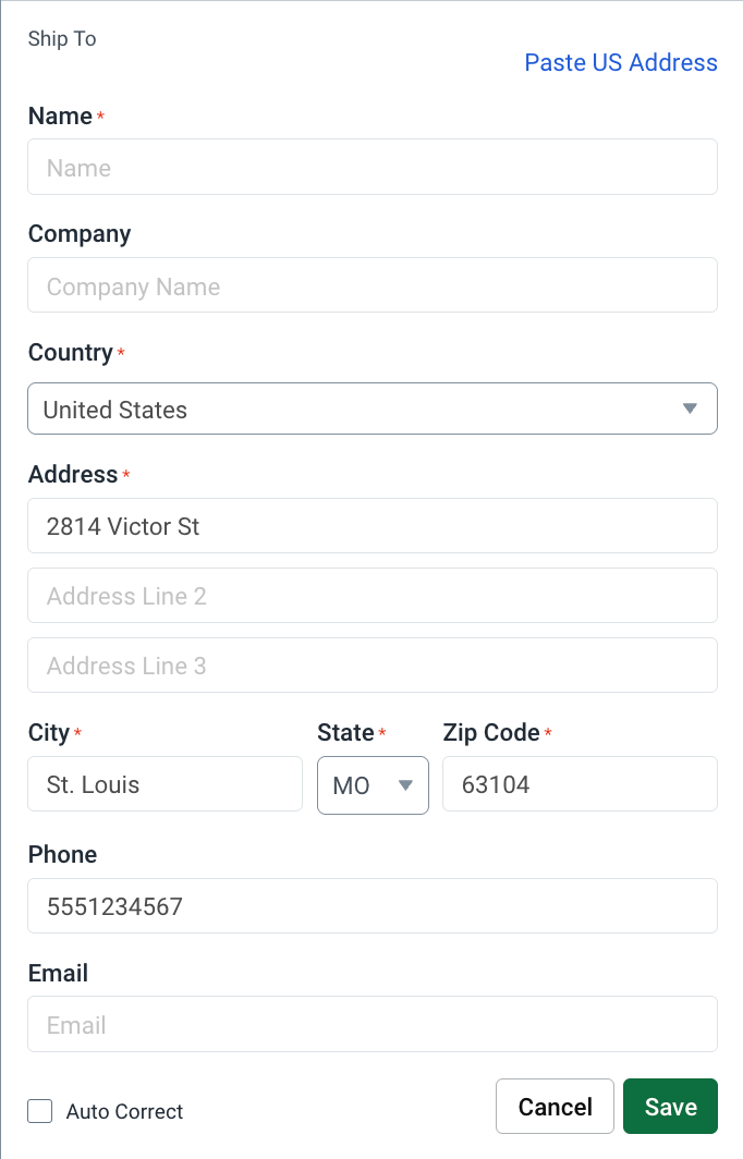 The configure shipment widget.