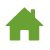 Ícono de dirección residencial validada: casa simplificada en verde.