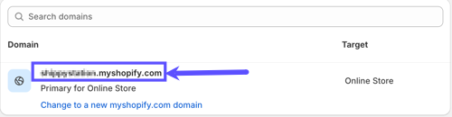 Der Admin-Bereich von Shopify zeigt den Link zur Ansicht Ihres Onlineshops, der durch ein Augensymbol dargestellt wird.